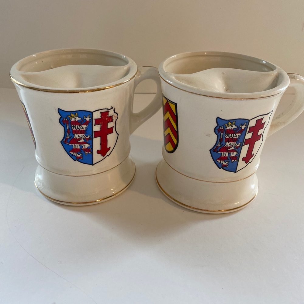 Vintage Mustache Mug with Coat Of Arms and 22kt Gold Trim